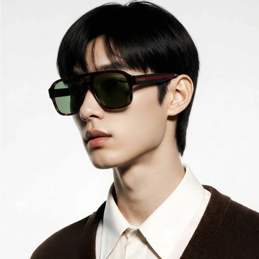 Gucci Tortoise Shell Sunglasses with Green Lenses GG0925s 002